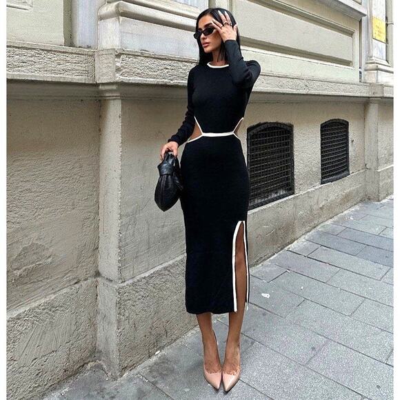 RARE!!! MANGO Contrast Piping Knit Dress NWT - Picture 4 of 16